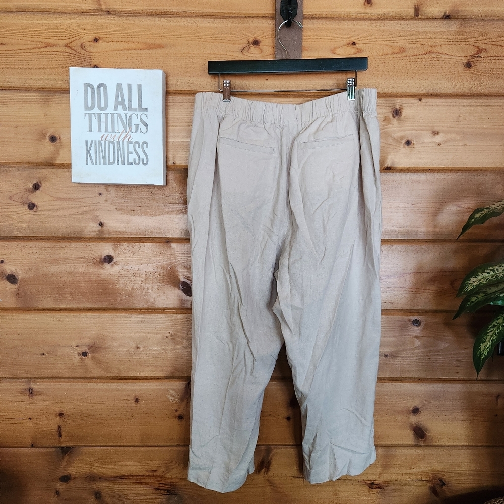 Loft‎ High Rise Straight Linen Blend Pants Crop Capri Stretch Petite Sz XL X 24" - Picture 6 of 10